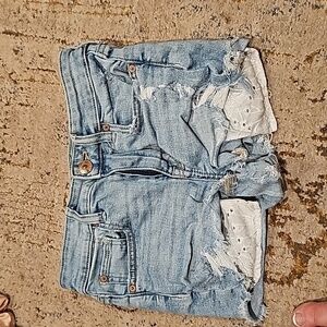 American Eagle Women's Hi Rise Shortie Eyelet Trim Shorts